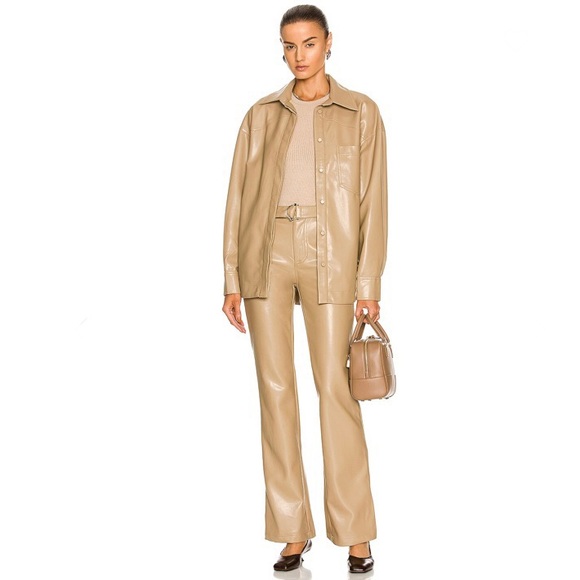 NEW NICHOLAS REVOLVE BEIGE VEGAN LEATHER PANTS - Picture 8 of 8